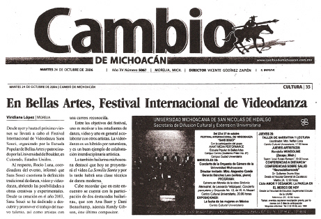 En Bellas Artes, Festival Internacioal de Videodanza